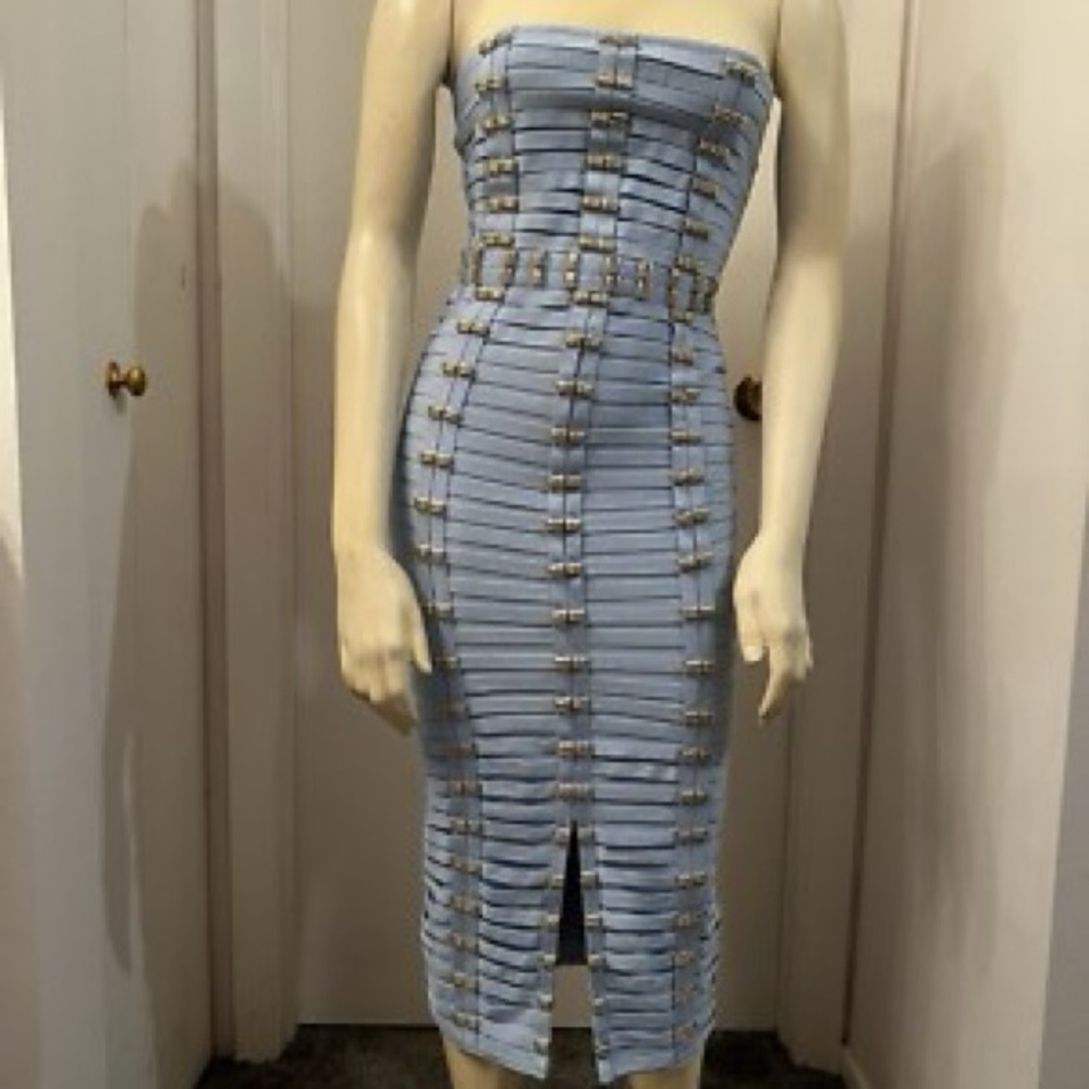 Fashion Nova Strapless Light Blue Dress - Picture 2 of 4